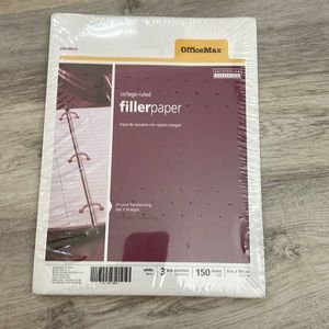 OfficeMax 150 Sheets 8x10 College-Ruled 3 Hole Punched White Paper *Free Bundled